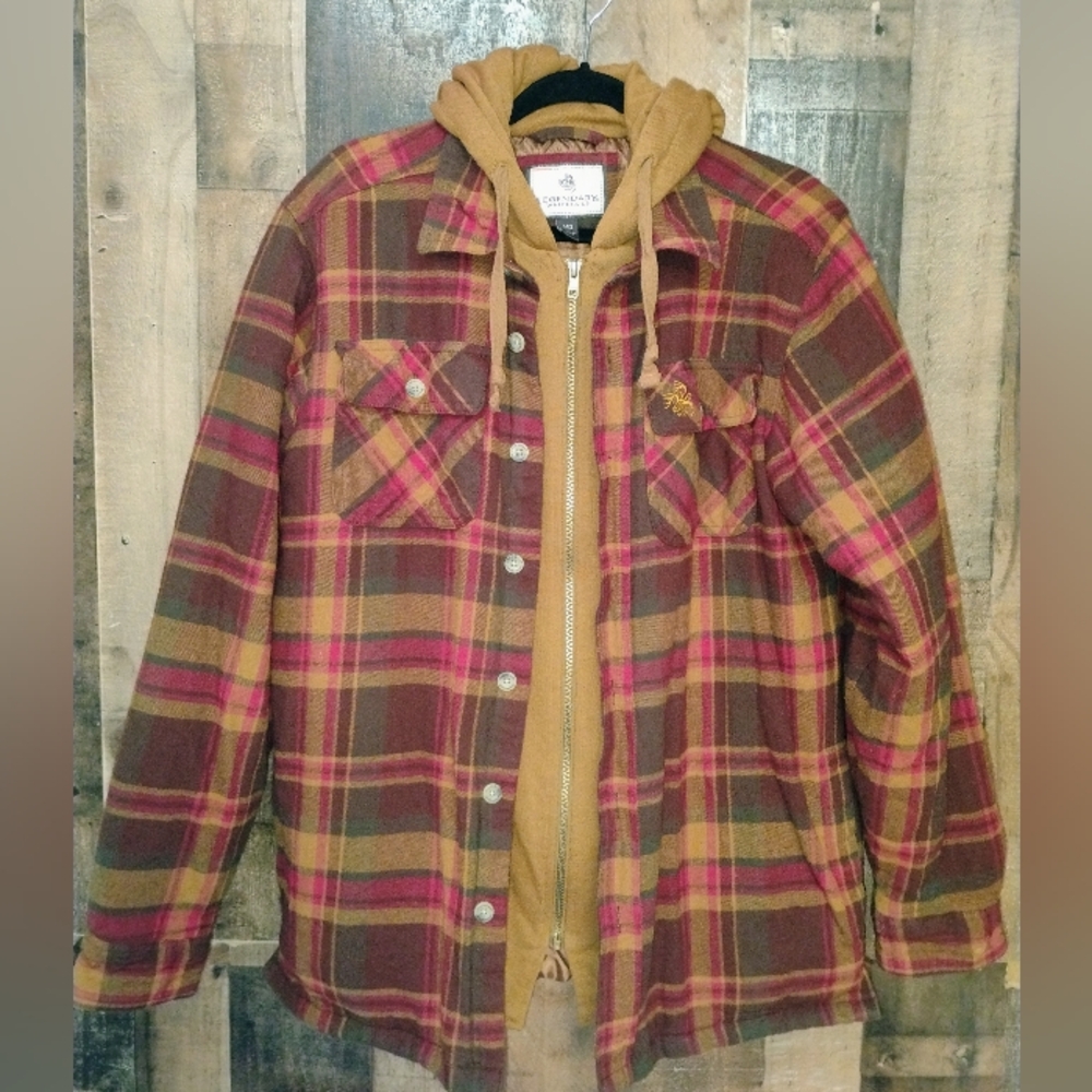 Legendary Whitetails Men's Maplewood Hooded Flannel Shirt Jacket Medium